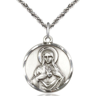 Sterling Silver Immaculate Heart of Mary Medal Catholic Jewelry