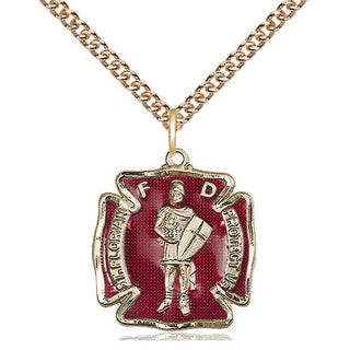 14kt Gold Saint Florian Medal Engraved Catholic Saint Jewelry