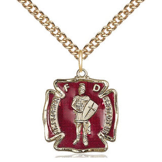 14kt Gold Saint Florian Medal Engraved Catholic Saint Jewelry