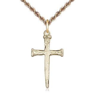 14kt Gold Filled Nail Cross Medal Catholic Jewelry