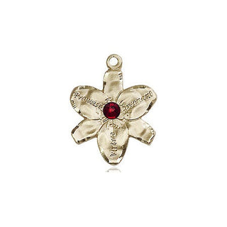 14kt Gold Filled Chastity Pendant with a 3mm Garnet Swarovski stone on an 18-inch Gold Filled Light Curb Chain