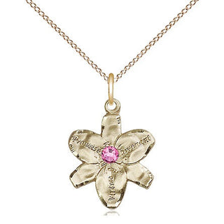 14kt Gold Filled Chastity Pendant with 3mm Rose Swarovski Necklace