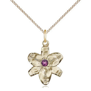 14kt Gold Filled Chastity Pendant with 3mm Amethyst Swarovski Necklace