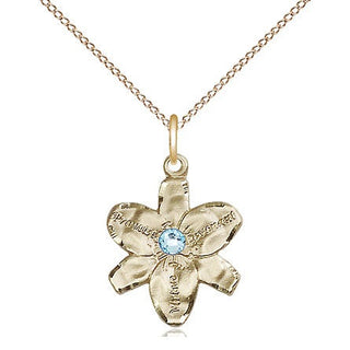 14kt Gold Filled Chastity Pendant with 3mm Aqua Swarovski Necklace