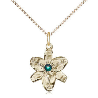 14kt Gold Filled Chastity Pendant with 3mm Emerald Swarovski Necklace