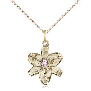 14kt Gold Filled Chastity Pendant with 3mm Light Amethyst Swarovski Necklace