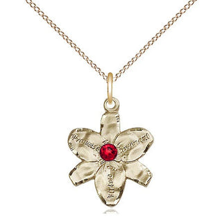 14kt Gold Filled Chastity Pendant with 3mm Ruby Swarovski Necklace