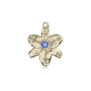 14kt Gold Filled Chastity Pendant with a 3mm Sapphire Swarovski stone on an 18-inch Gold Filled Light Curb Chain