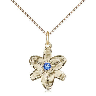 14kt Gold Filled Chastity Pendant with 3mm Sapphire Swarovski Necklace
