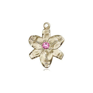 14kt Gold Chastity Medal with a 3mm Rose Swarovski stone