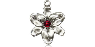 Sterling Silver Chastity Pendant with a 3mm Garnet Swarovski stone on an 18-inch Sterling Silver Light Curb Chain