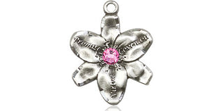 Sterling Silver Chastity Pendant with a 3mm Rose Swarovski stone on an 18-inch Sterling Silver Light Curb Chain