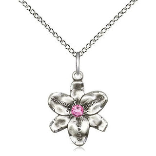 Sterling Silver Chastity Pendant with 3mm Rose Swarovski stone Necklace
