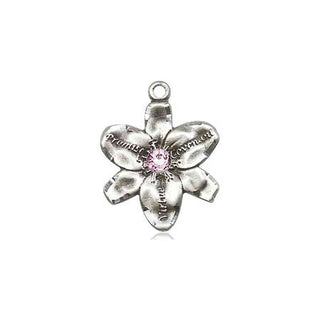 Sterling Silver Chastity Pendant with a 3mm Light Amethyst Swarovski stone on an 18-inch Sterling Silver Light Curb Chain