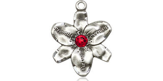 Sterling Silver Chastity Pendant with a 3mm Ruby Swarovski stone on an 18-inch Sterling Silver Light Curb Chain