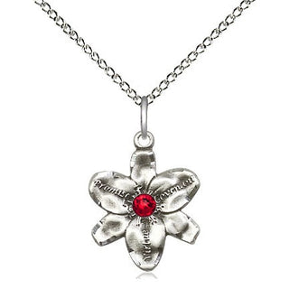Sterling Silver Chastity Pendant with 3mm Ruby Swarovski stone Necklace