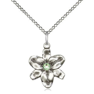 Sterling Silver Chastity Pendant with 3mm Peridot Swarovski stone Necklace