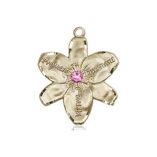 14kt Gold Filled Chastity Pendant with a 3mm Rose Swarovski stone on an 18-inch Gold Filled Light Curb Chain