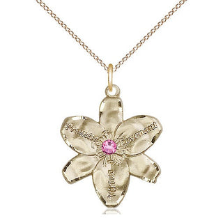 14kt Gold Filled Chastity Pendant with 3mm Rose Swarovski Necklace