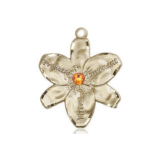 14kt Gold Filled Chastity Pendant with a 3mm Topaz Swarovski stone on an 18-inch Gold Filled Light Curb Chain