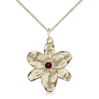 14kt Gold Filled Chastity Pendant with 3mm Garnet Swarovski Necklace