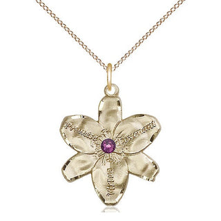 14kt Gold Filled Chastity Pendant with 3mm Amethyst Swarovski Necklace