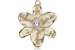 14kt Gold Filled Chastity Pendant with a 3mm Light Amethyst Swarovski stone on an 18-inch Gold Filled Light Curb Chain