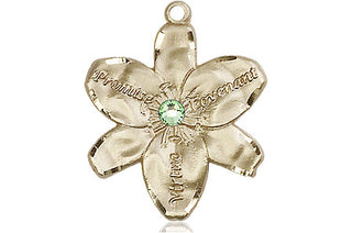 14kt Gold Filled Chastity Pendant with a 3mm Peridot Swarovski stone on an 18-inch Gold Filled Light Curb Chain