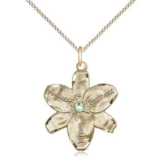 14kt Gold Filled Chastity Pendant with 3mm Peridot Swarovski Necklace