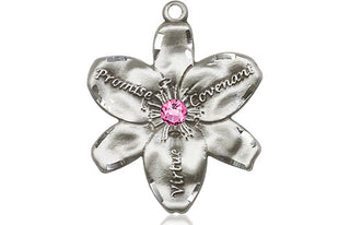 Sterling Silver Chastity Pendant with a 3mm Rose Swarovski stone on an 18-inch Sterling Silver Light Curb Chain