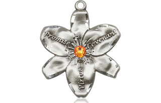 Sterling Silver Chastity Pendant with a 3mm Topaz Swarovski stone on an 18-inch Sterling Silver Light Curb Chain