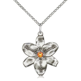 Sterling Silver Chastity Pendant with 3mm Topaz Swarovski stone Necklace