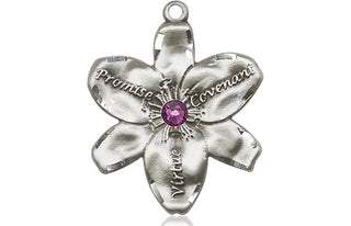 Sterling Silver Chastity Pendant with a 3mm Amethyst Swarovski stone on an 18-inch Sterling Silver Light Curb Chain