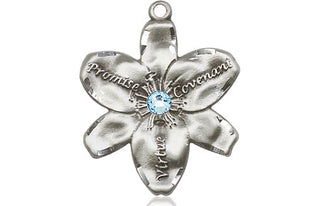 Sterling Silver Chastity Pendant with a 3mm Aqua Swarovski stone on an 18-inch Sterling Silver Light Curb Chain