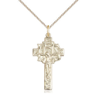 14kt Gold Filled Crucifix-IHS Medal Catholic Jewelry