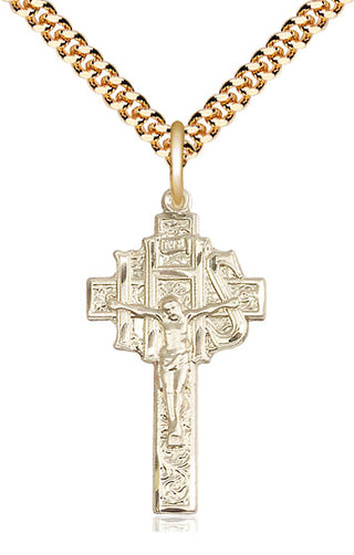 14kt Gold Filled Crucifix-IHS Medal Catholic Jewelry