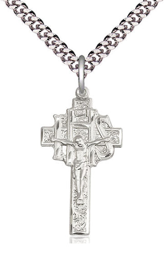 Sterling Silver Crucifix-IHS Medal Catholic Jewelry