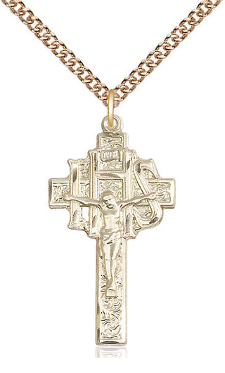 14kt Gold Crucifix-IHS Medal