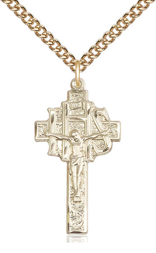 14kt Gold Crucifix-IHS Medal