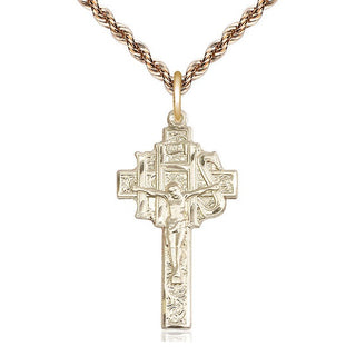 14kt Gold Crucifix-IHS Medal