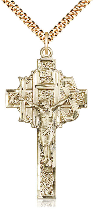 14kt Gold Filled Crucifix Medal Catholic Jewelry
