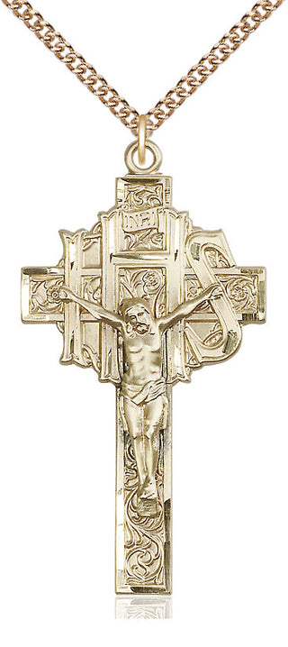 14kt Gold Filled Crucifix Medal Catholic Jewelry