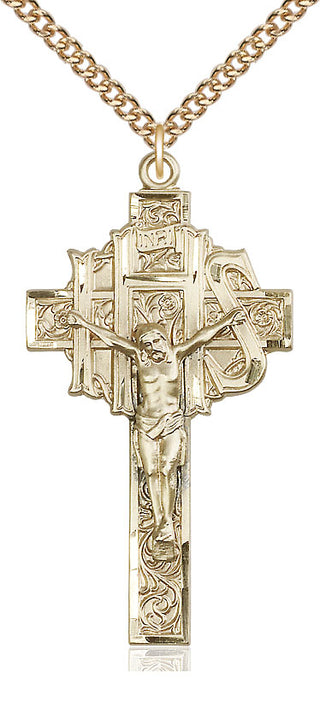 14kt Gold Filled Crucifix Medal Catholic Jewelry
