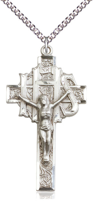 Sterling Silver Crucifix Medal Catholic Jewelry