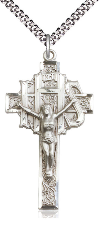 Sterling Silver Crucifix Medal Catholic Jewelry