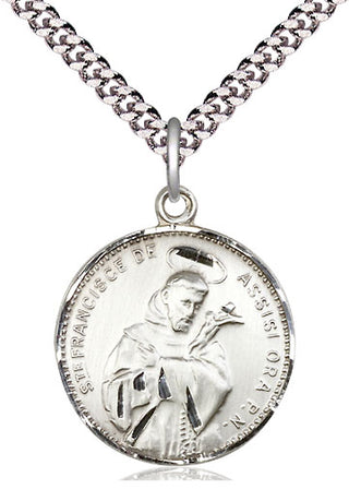 Sterling Silver Saint Francis of Assisi Medal Catholic Jewelry
