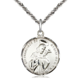 Sterling Silver Saint Francis of Assisi Medal Catholic Jewelry