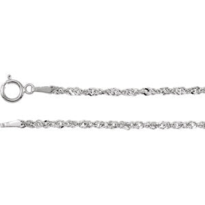 18-inch Diamond-Cut Singapore Chain with Spring Ring - 14K White Gold