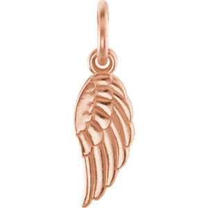 14K Rose Angel Wing Charm with Jump Ring