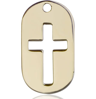 14kt Gold Filled Cross Dog Tag Medal